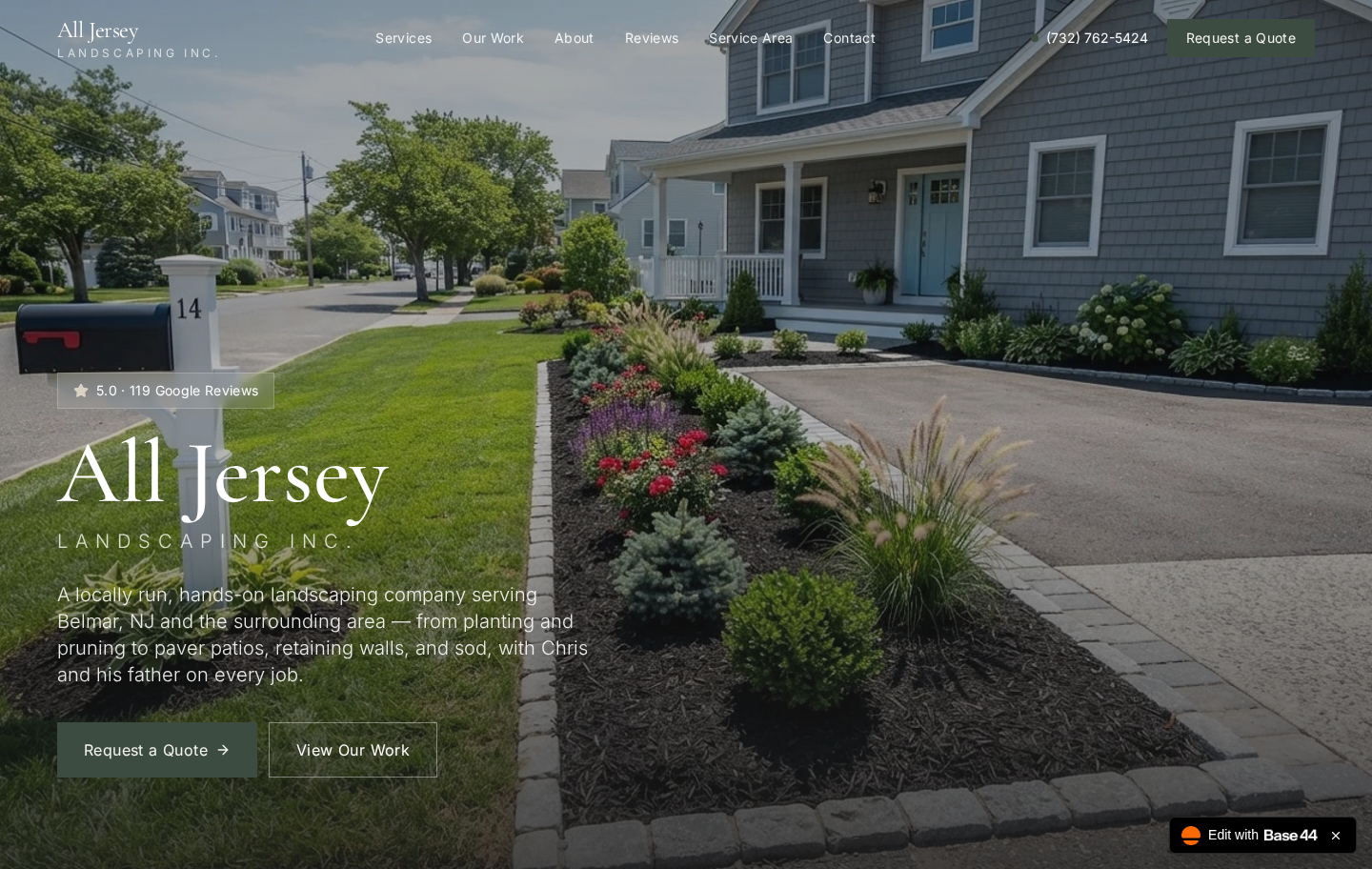Live All Jersey Landscaping website homepage