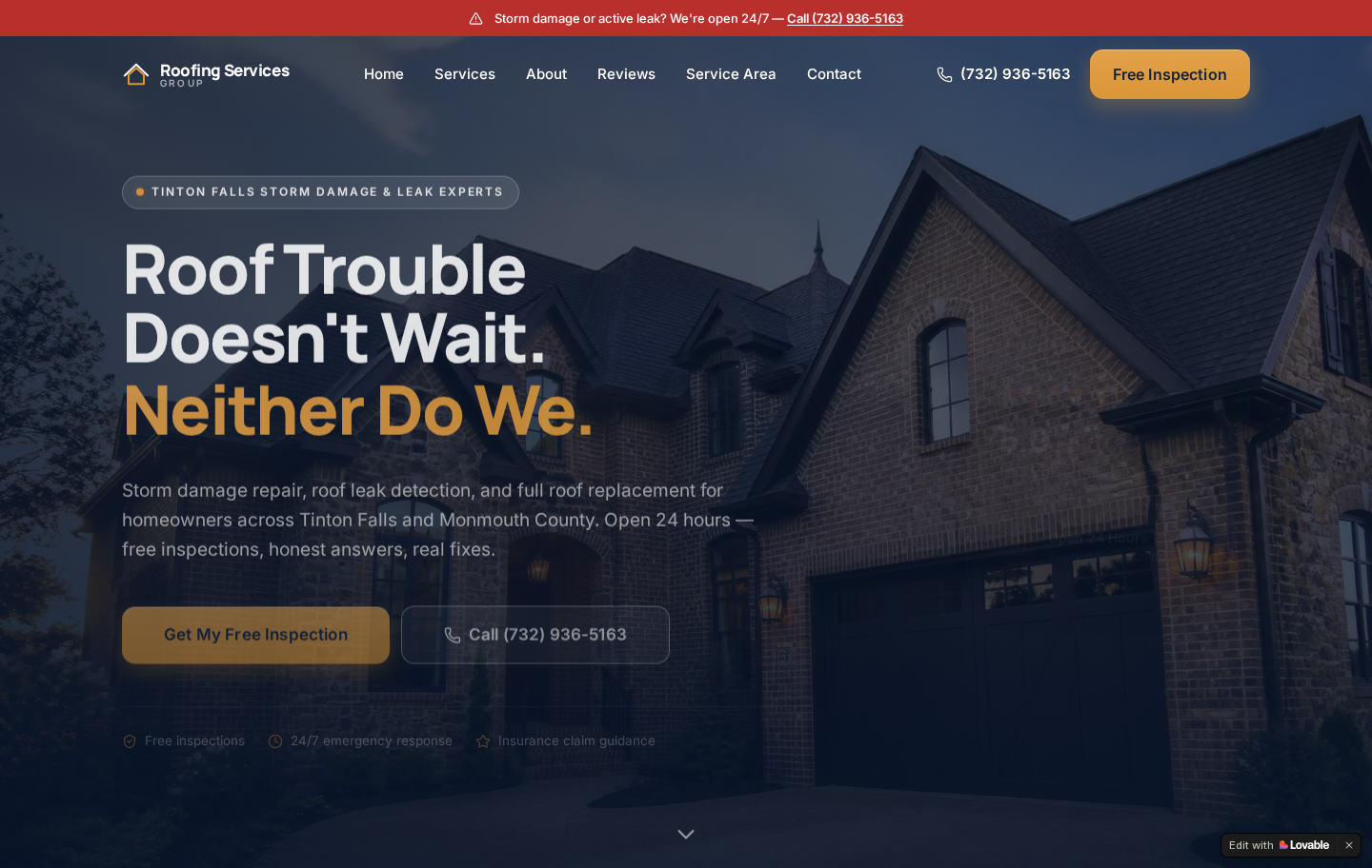 Live Roofing Services Group website homepage